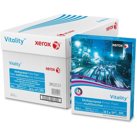 Xerox Paper, Copy, Vitality, 8.5X11, PK5000 XER3R02531